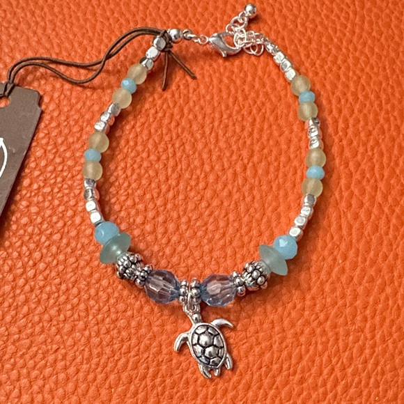 Rain Jewelry - Silver and Blue Turtle Charm Bracelet